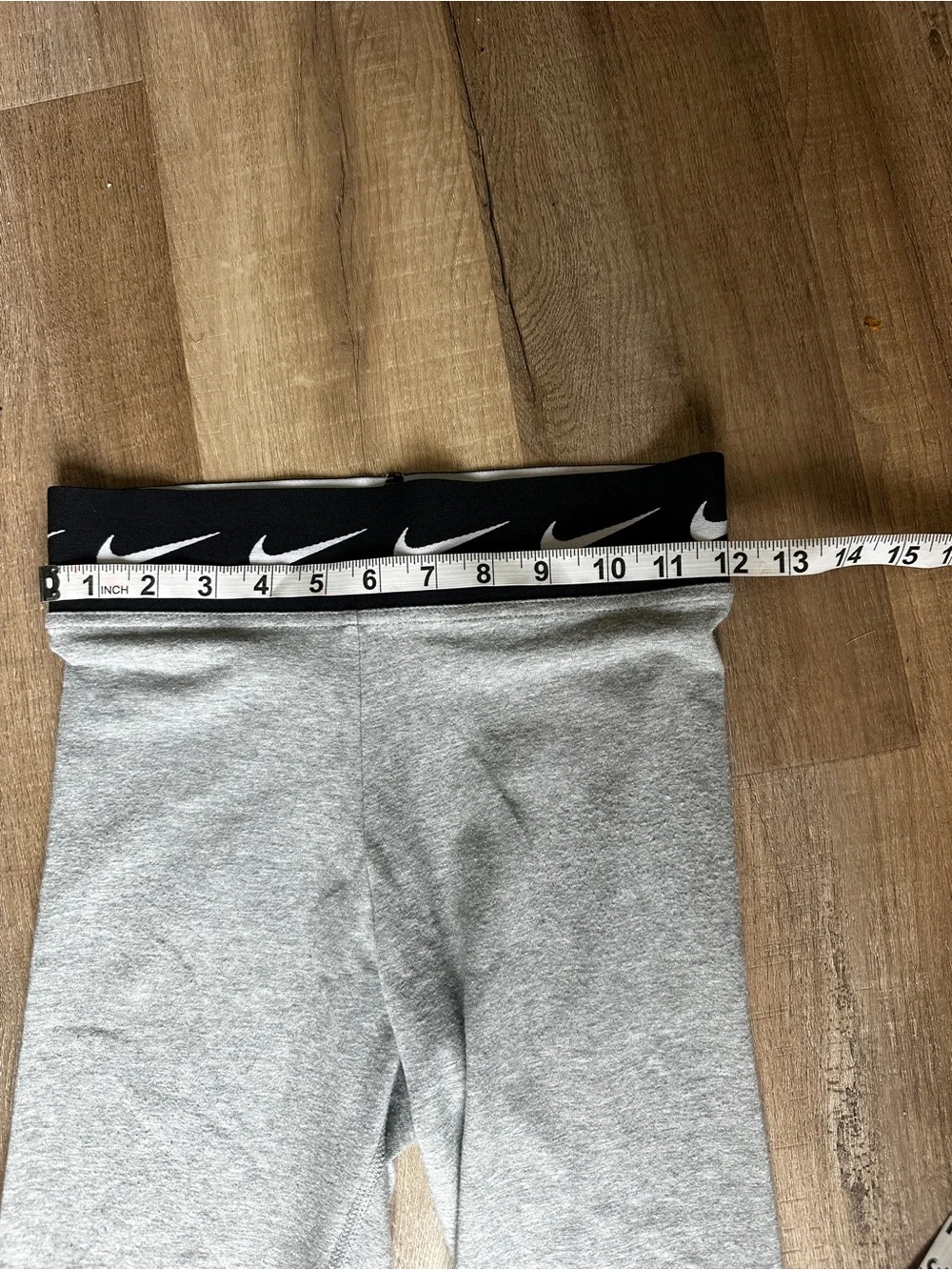 Nike Grey Leggings with Black Swoosh and Logo Waistband
